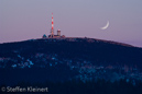 Harz 113 Brocken, Sonnenuntergang, sunset, Mond, moon